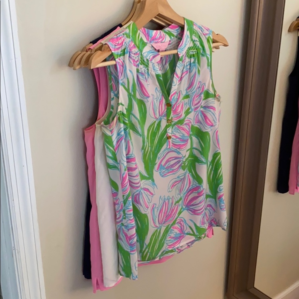 Lilly Pulitzer Silk Houston Tops Sz XS
